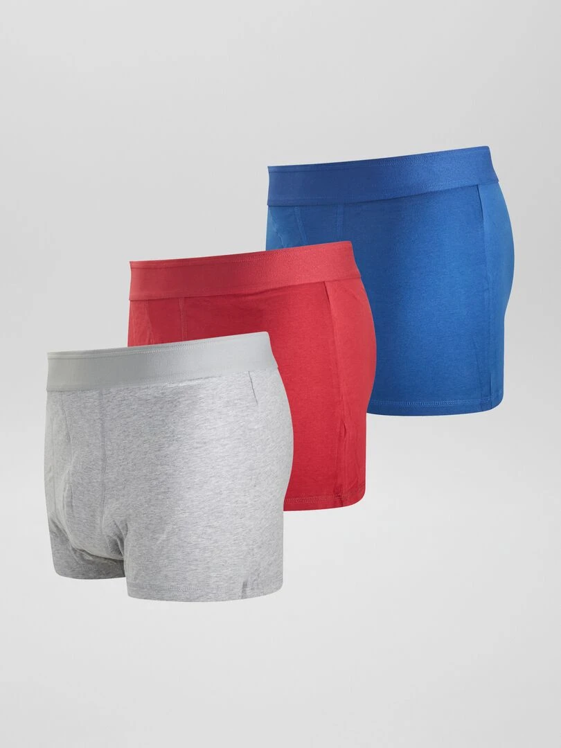 Lot de 3 boxers  size+   Rouge/gris/bleu