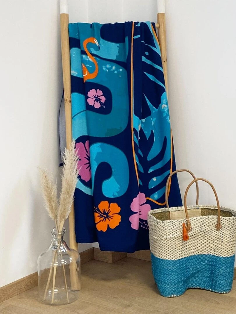 Serviette de plage microfibre Gallina 90x170 250g/m² Bleu marine