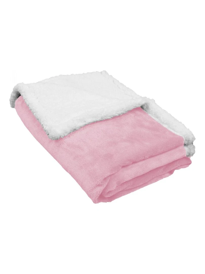 Couverture plaid polaire pour bébé en flanelle et sherpa ultra doux Monsieur Bébé Rose