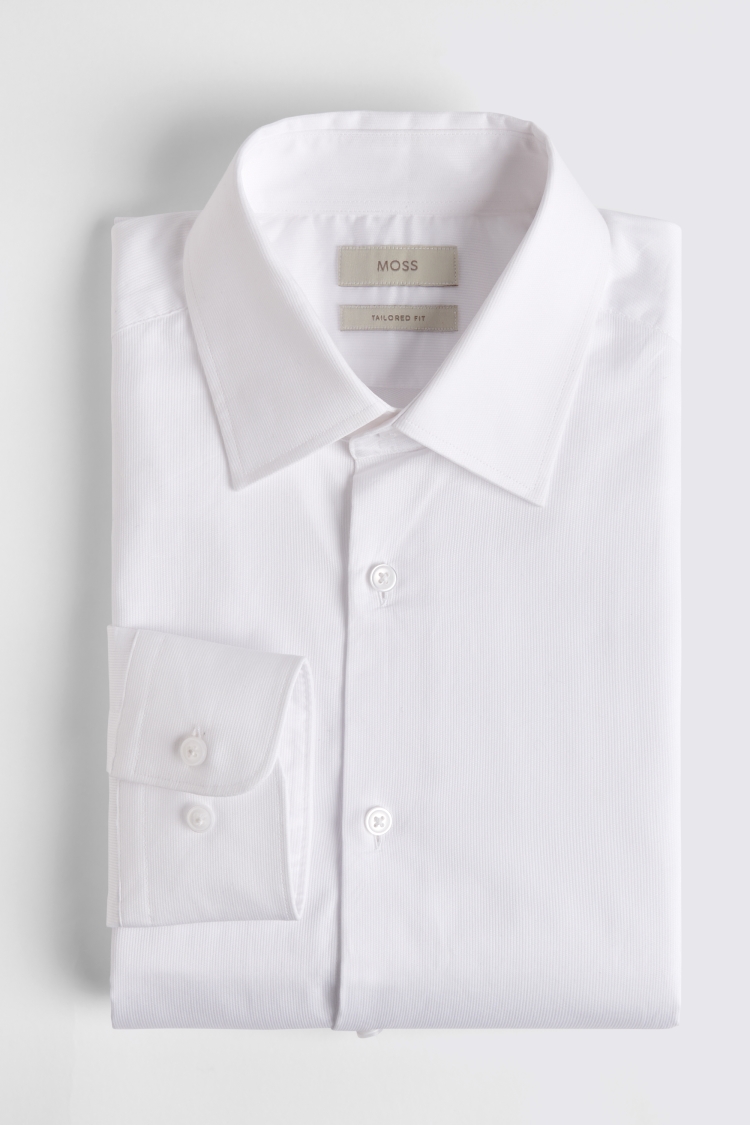 Tailored Fit White Piquet Textured Shirt   Buy Online at Moss