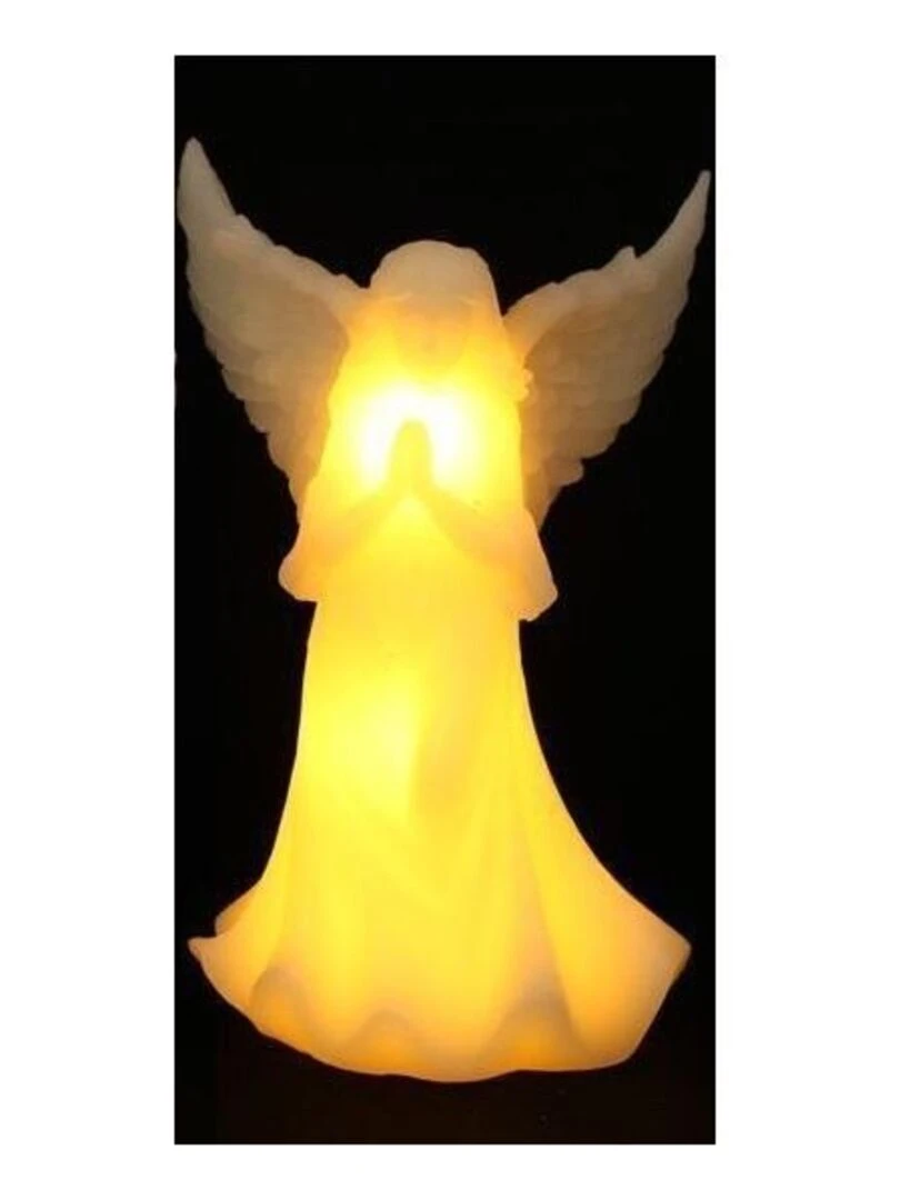 Ange en cire lumineux ailes deployees de noel Jaune