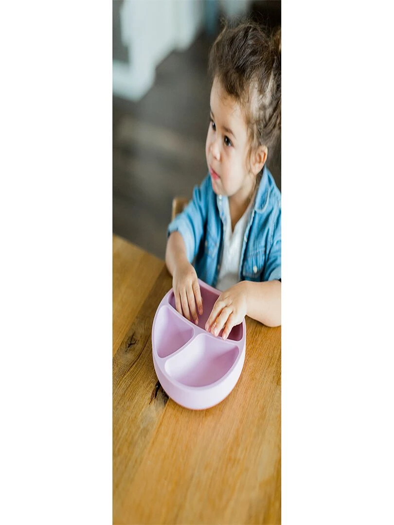 Assiette ventouse en silicone   Rose pâle
