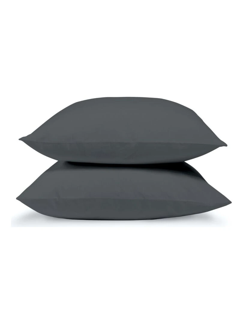 Bleu Câlin   Taie d'oreiller unie Percale de coton 80 fils/cm²   gris anthracite
