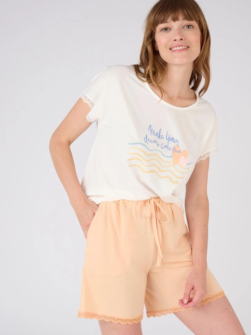 Pyjashort maille jersey Climatyl Damart Blanc