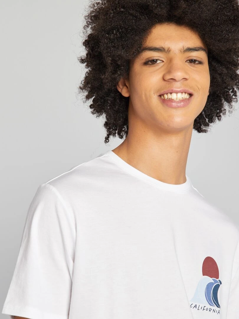 T shirt en jersey à col rond   Blanc