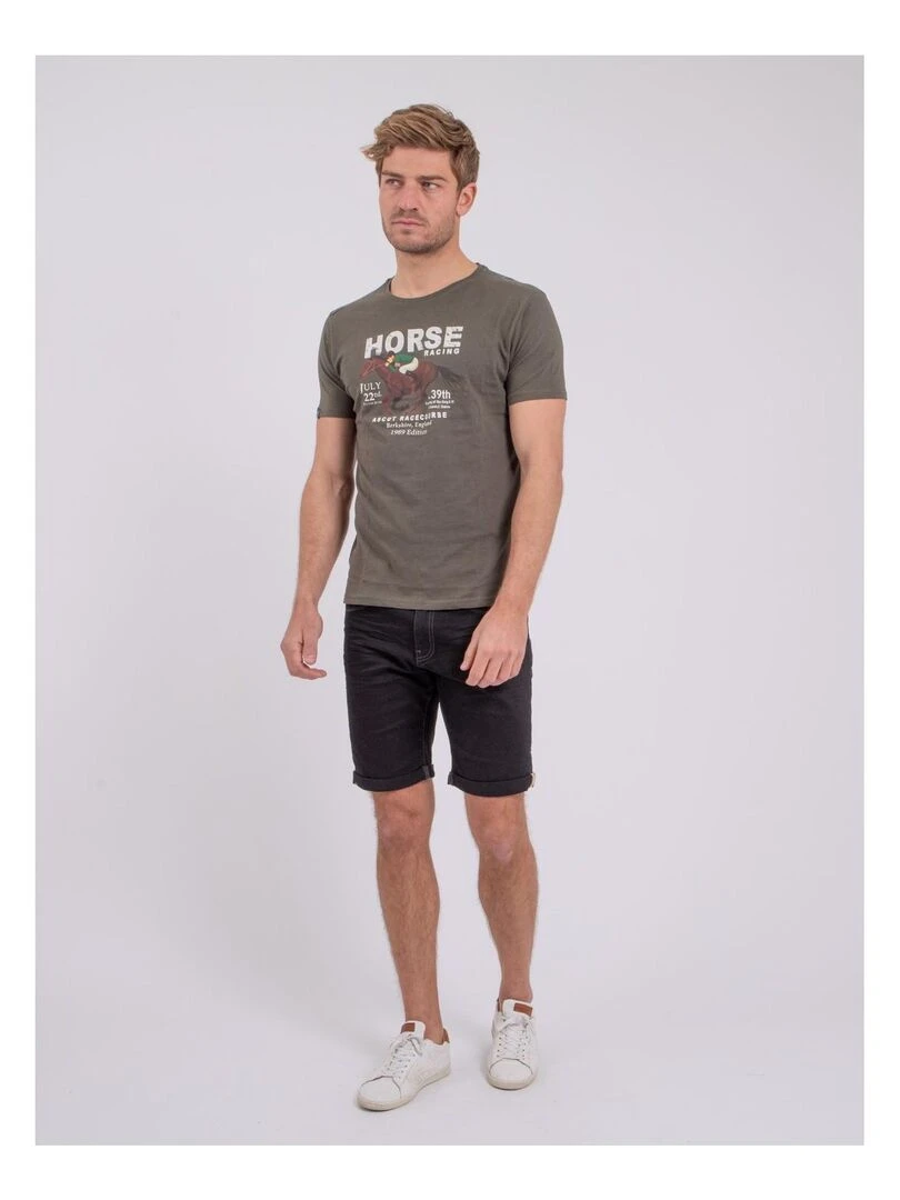 T shirt col rond pur coton NEDER   Rouge