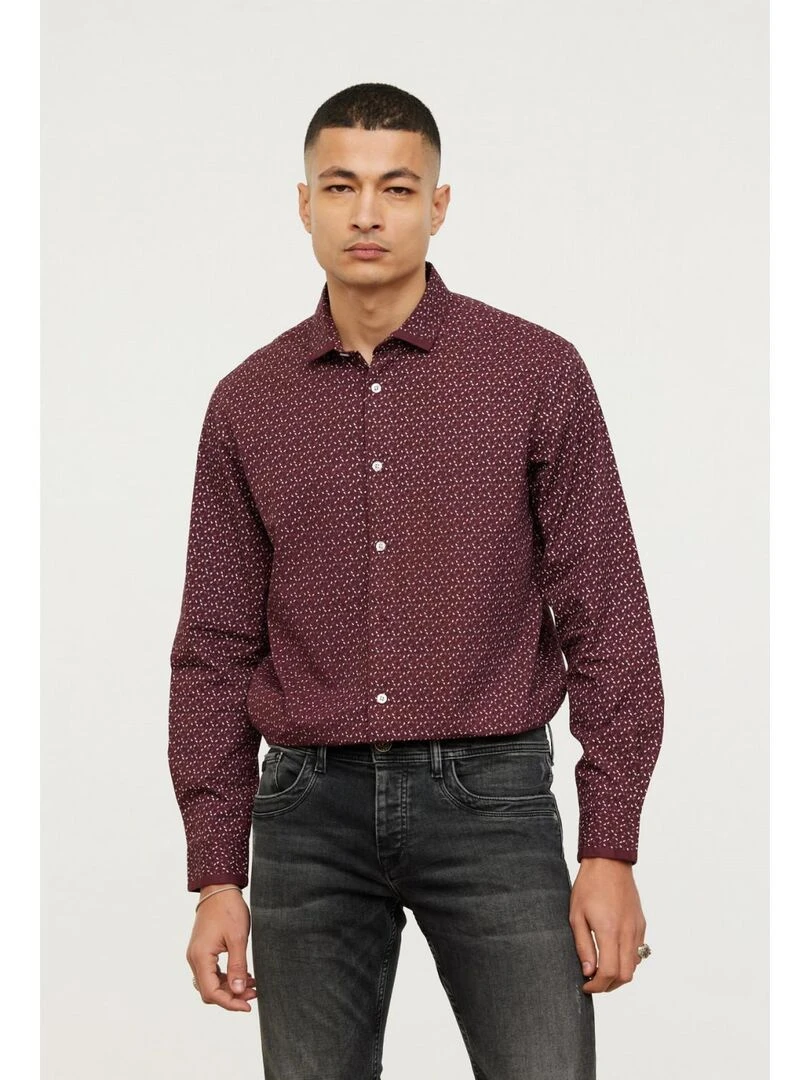 Lee Cooper   Chemise manches longues coton regular DUOMO   Rouge foncé