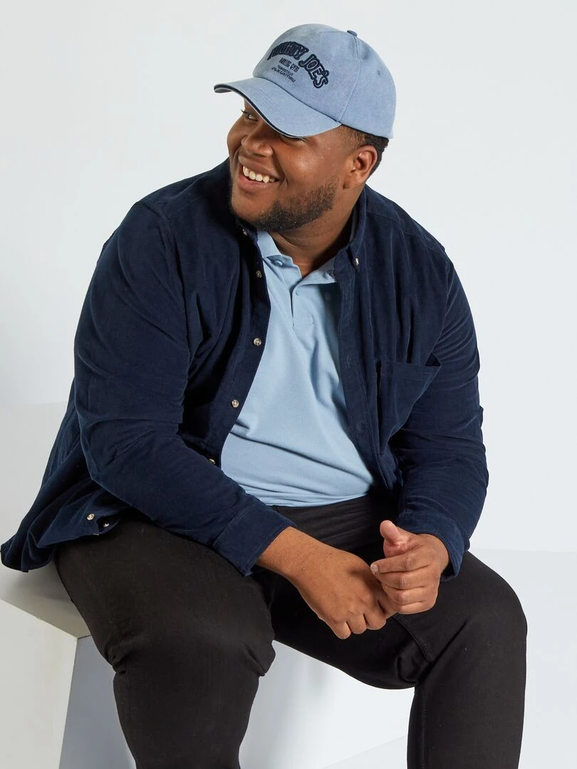 Polo en maille piqué bleu denim