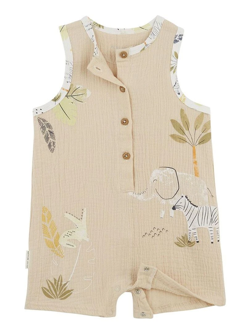 Combishort bébé en gaze de coton Zagora   Beige sable