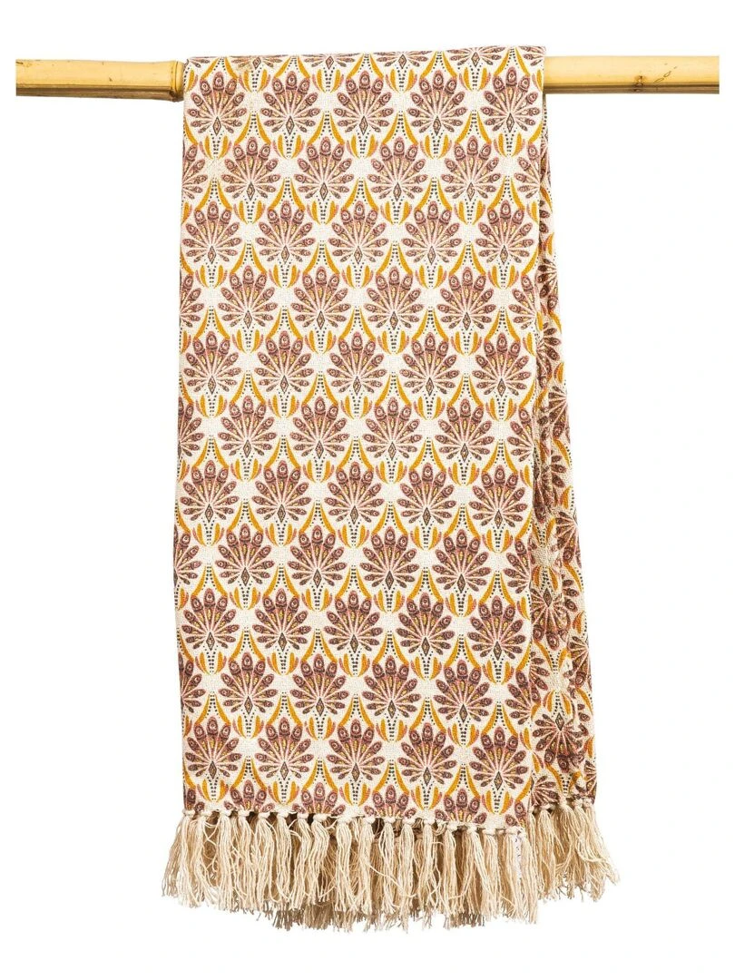 Plaid en coton PEACOCK 'Deko&co' Blanc Marron