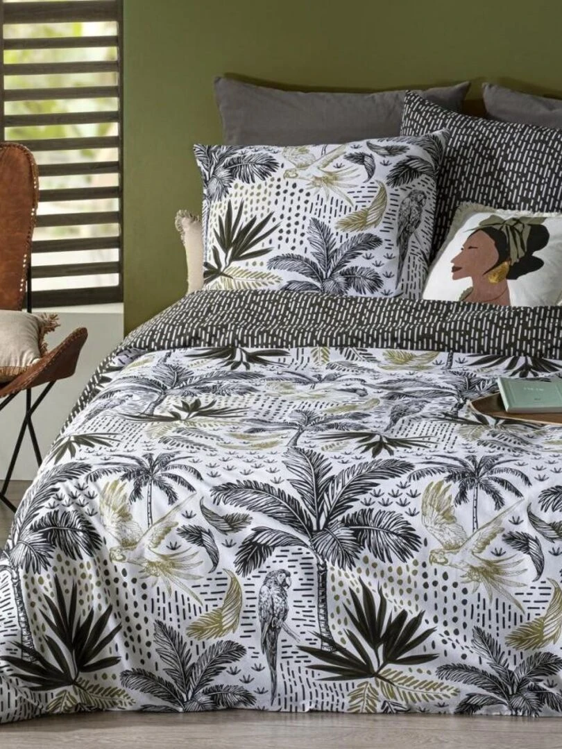 Housse de couette 220x240 Cuba Facto + 2 taies 100% coton 57 fils   Blanc