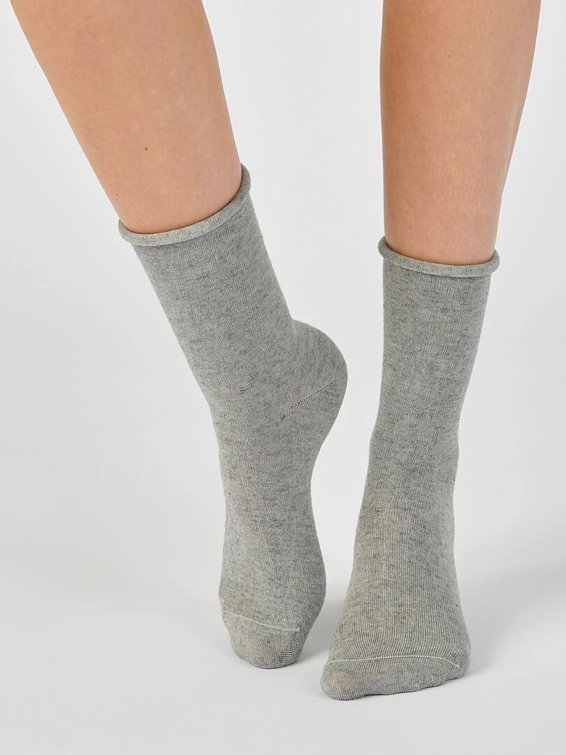 Lot de 2 paires de mi chaussettes 9% cachemire Damart Gris chiné