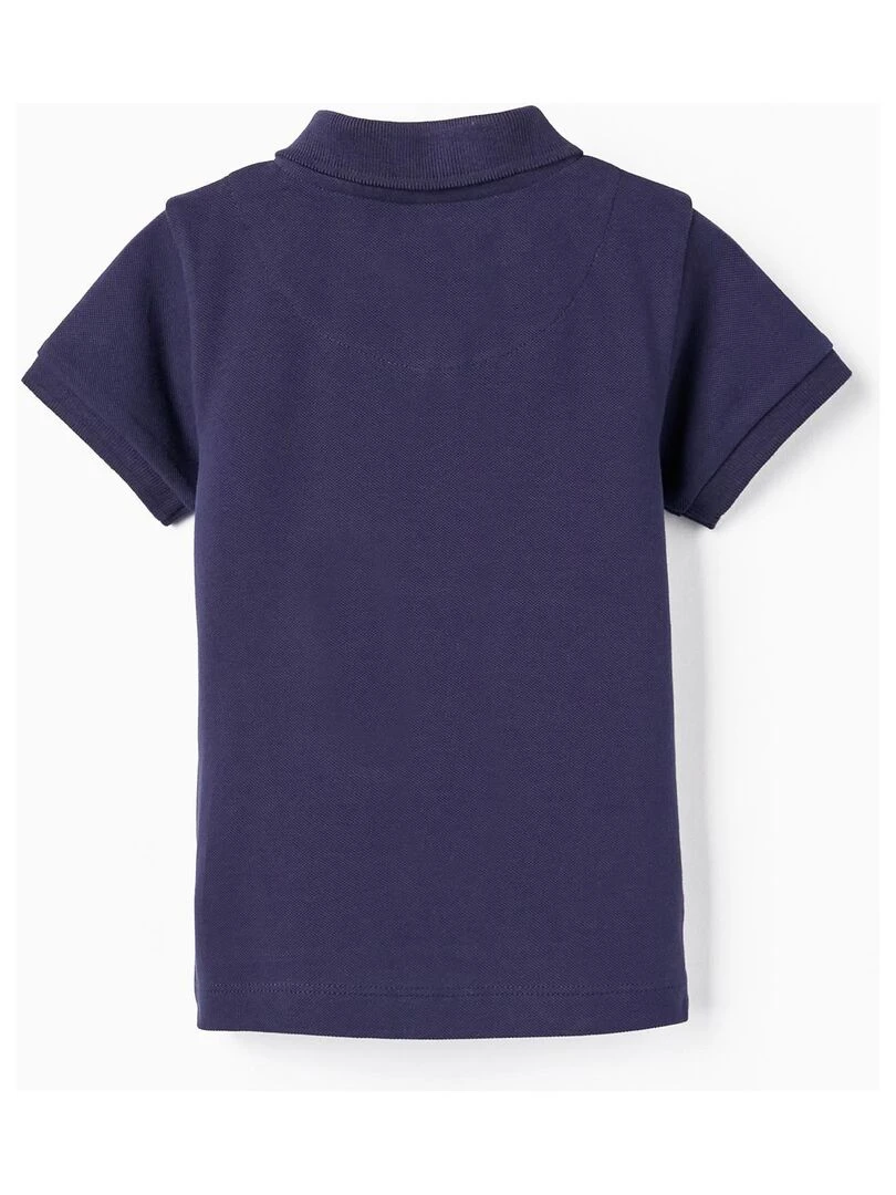 Polo à manches courtes en piqué de coton pour bébé garçon 'B&S' manches courtes BROTHERS&SISTERS Bleu foncé