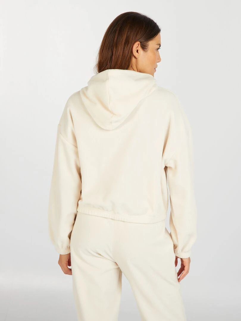 Sweat polaire à capuche   Blanc