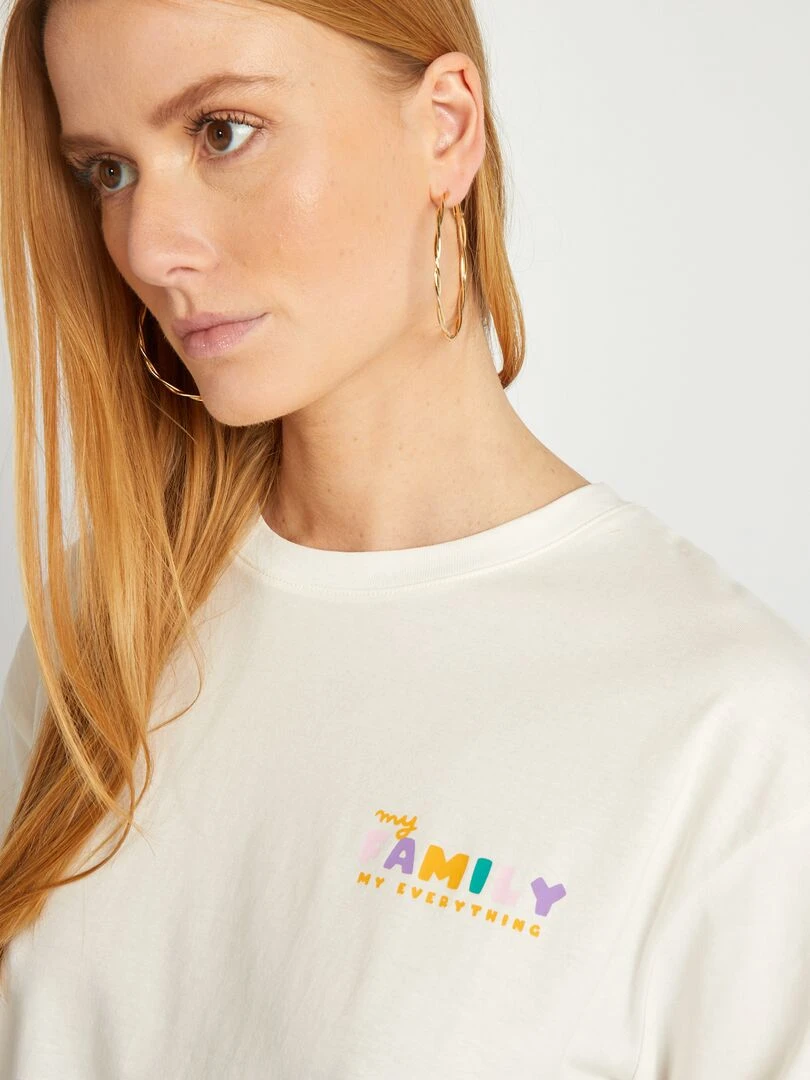 T shirt en coton à col rond   BLANC