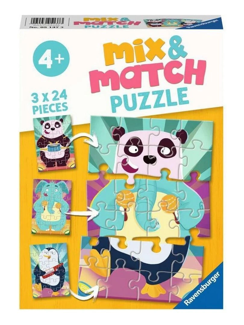 Puzzles Mix & Match 3x24 pièces Les animaux rigolos N/A