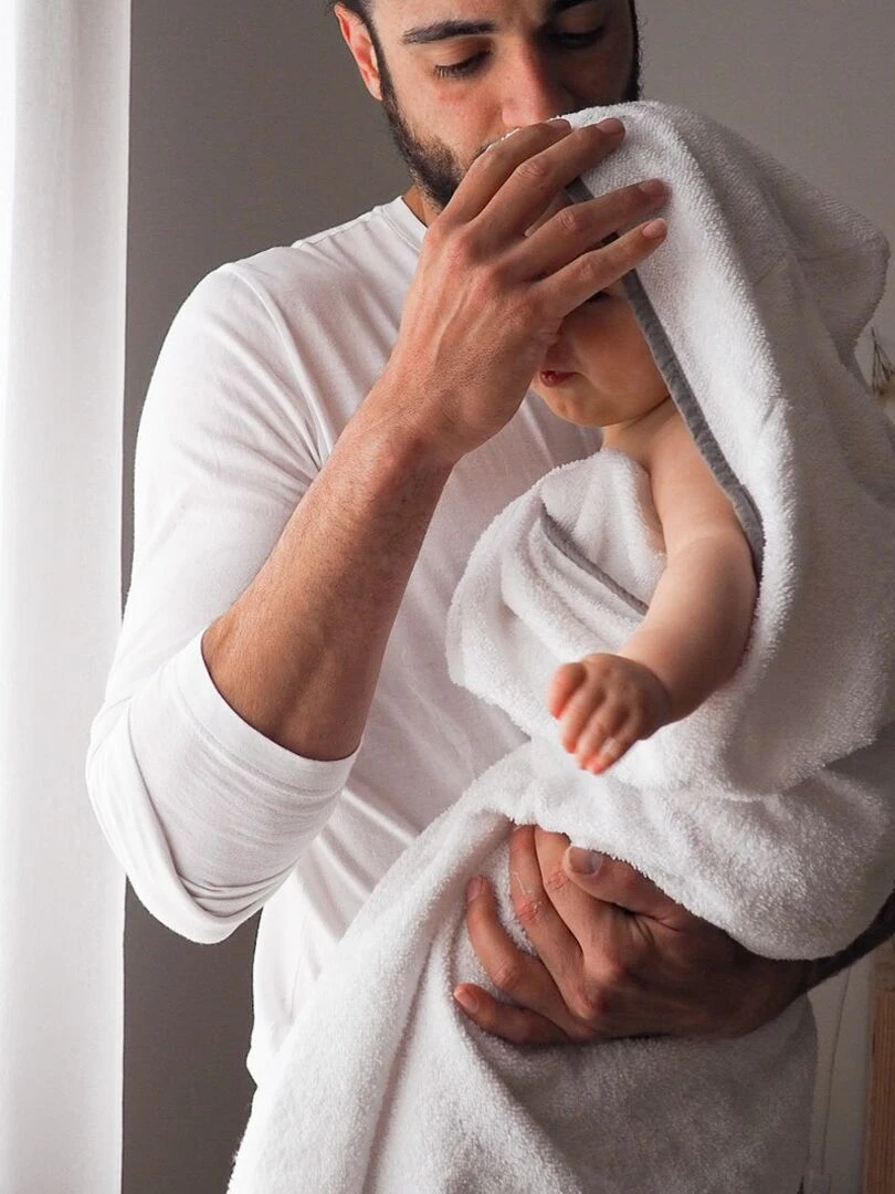 Maxi cape de bain 100x100 cm Bébé d'amour   Blanc