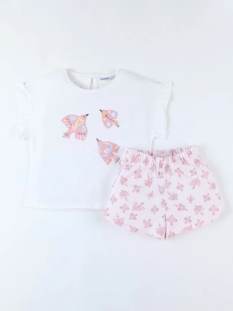 Pyjama 2 pièces imprimé oiseaux en jersey  clair/écru   Noukie's   Beige