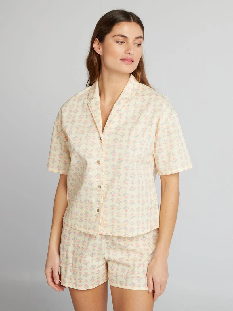 Ensemble pyjama chemise + short Jaune