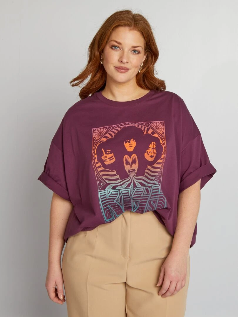 T shirt 'Kiss' à col rond Violet