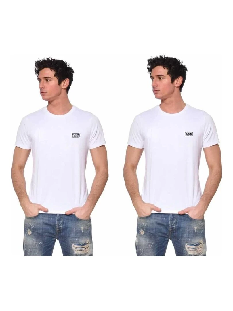 Lot de 2 t shirts homme manches courtes en coton 140gr/m² Black & Decker Blanc