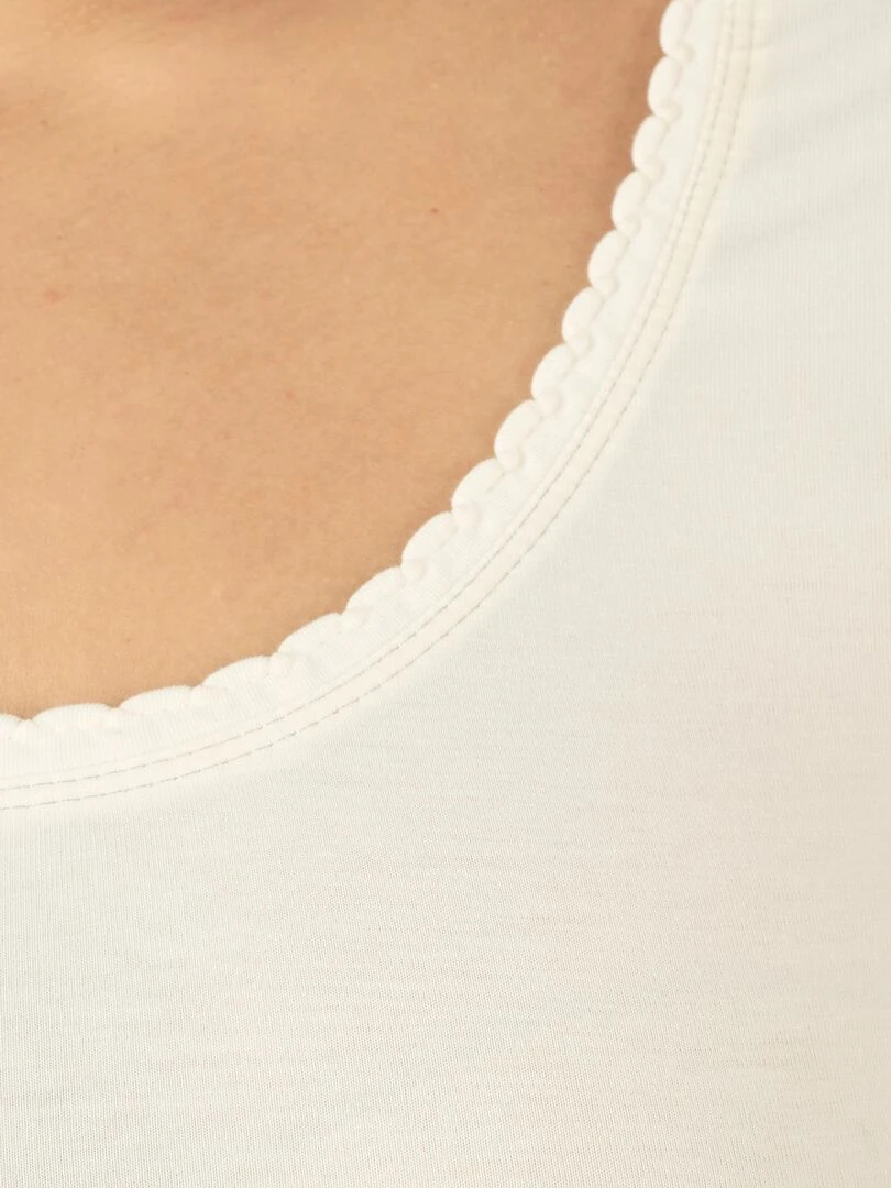 T shirt manches courtes thermorégulant Evolutyl Damart Blanc Ecru Blanc