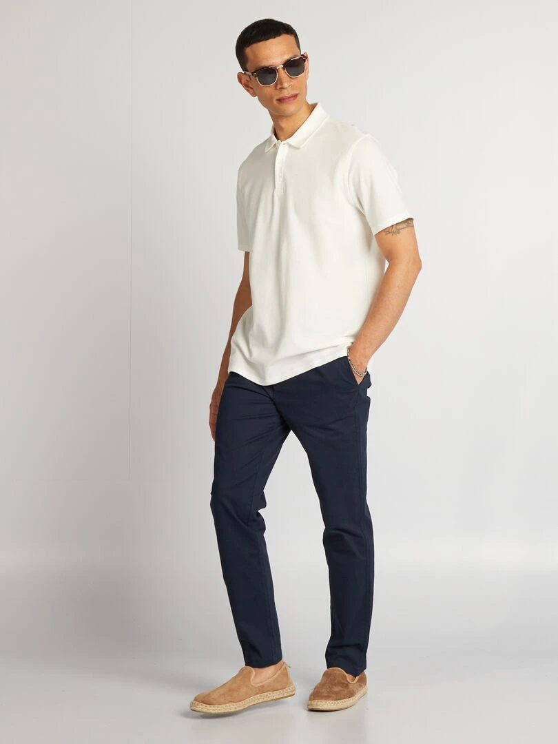 Polo uni texturé blanc