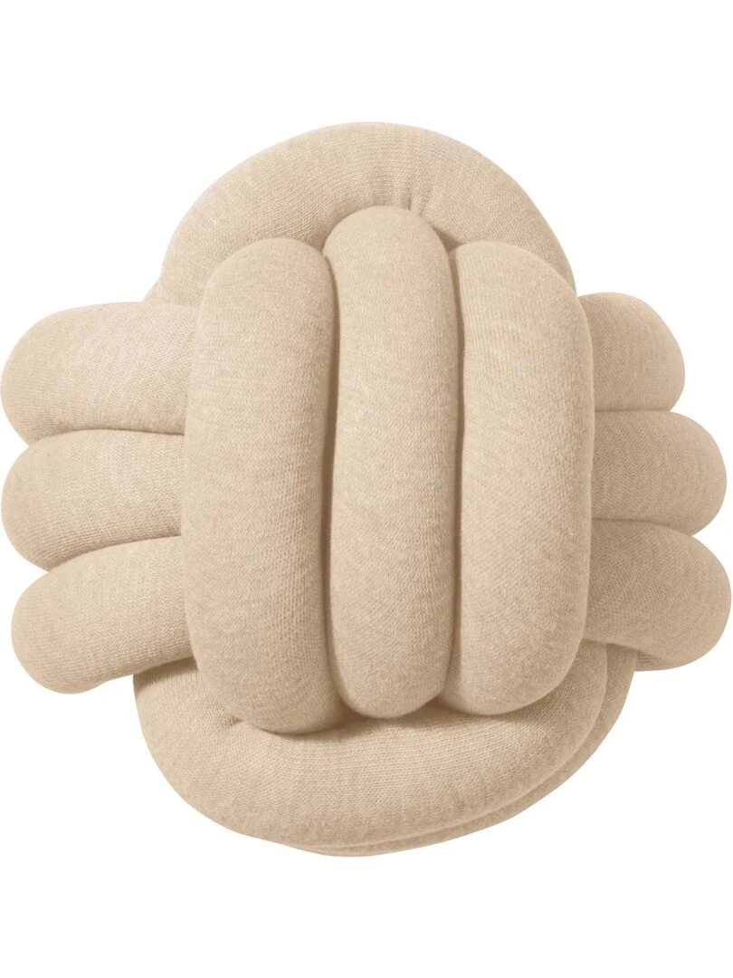 Coussin à nouer en coton tricoté Beige