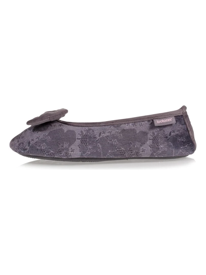 Chaussons Ballerines Femme Dentelle   Gris