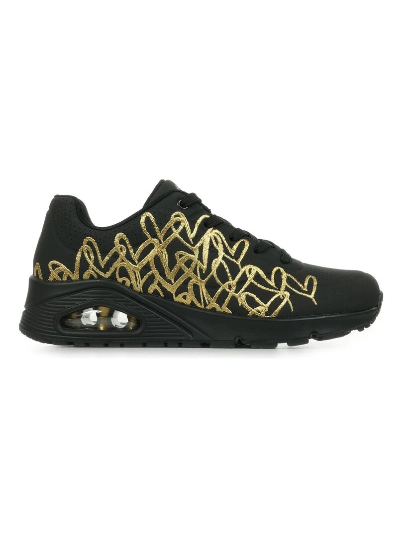 Baskets Skechers Uno Golden Heart Noir Doré