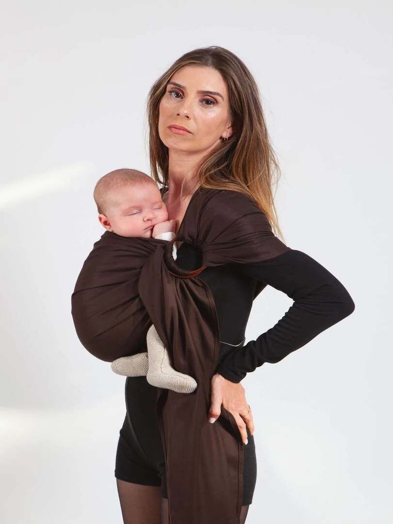 Echarpe Tissée Sans Nœud Espresso Noir Marron