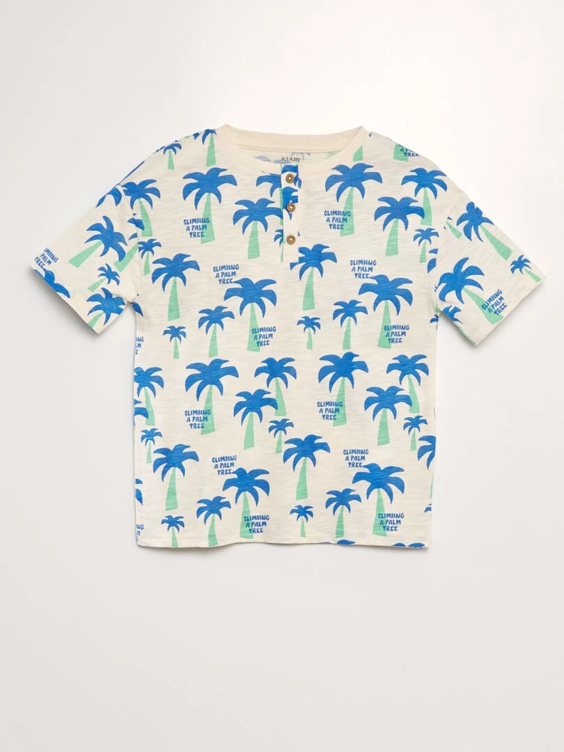 T shirt à col tunisien BLANC