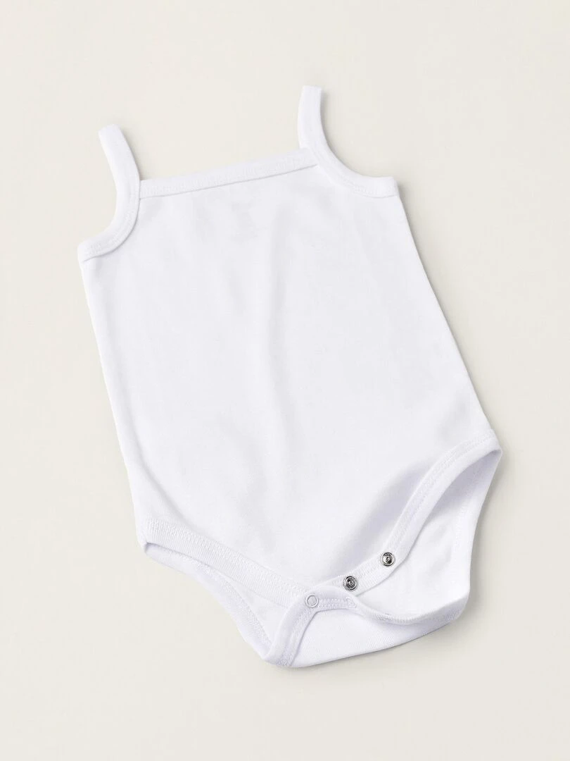 Pack 4 Bodies à Bretelles en Coton pour Nouveau Né manches courtes ESSENTIALS LINE   Blanc