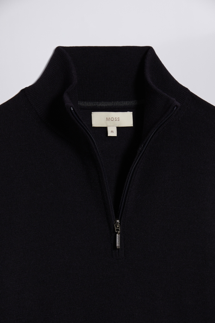 Navy Merino Crew Neck Jumper   Buy Online at Moss