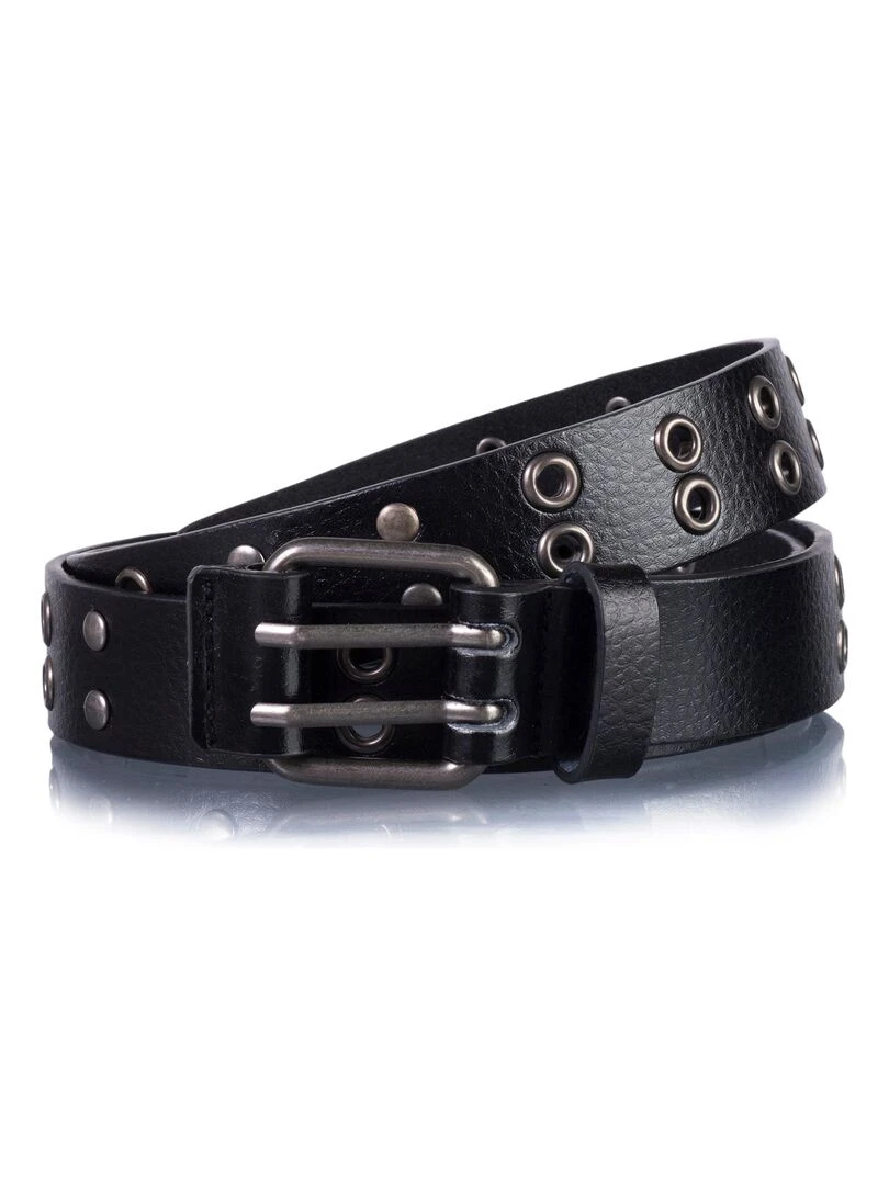 Ceinture Femme grainée Noir œillet Noir
