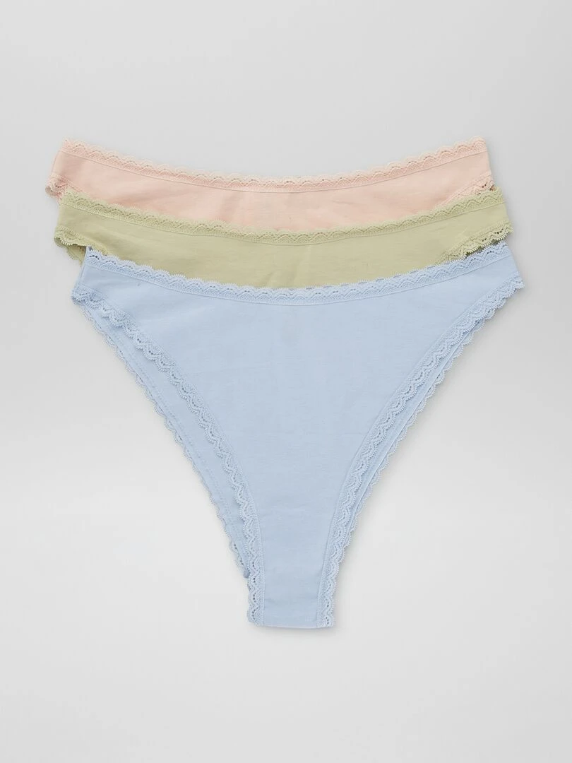Lot de 3 tangas rose/vert/bleu