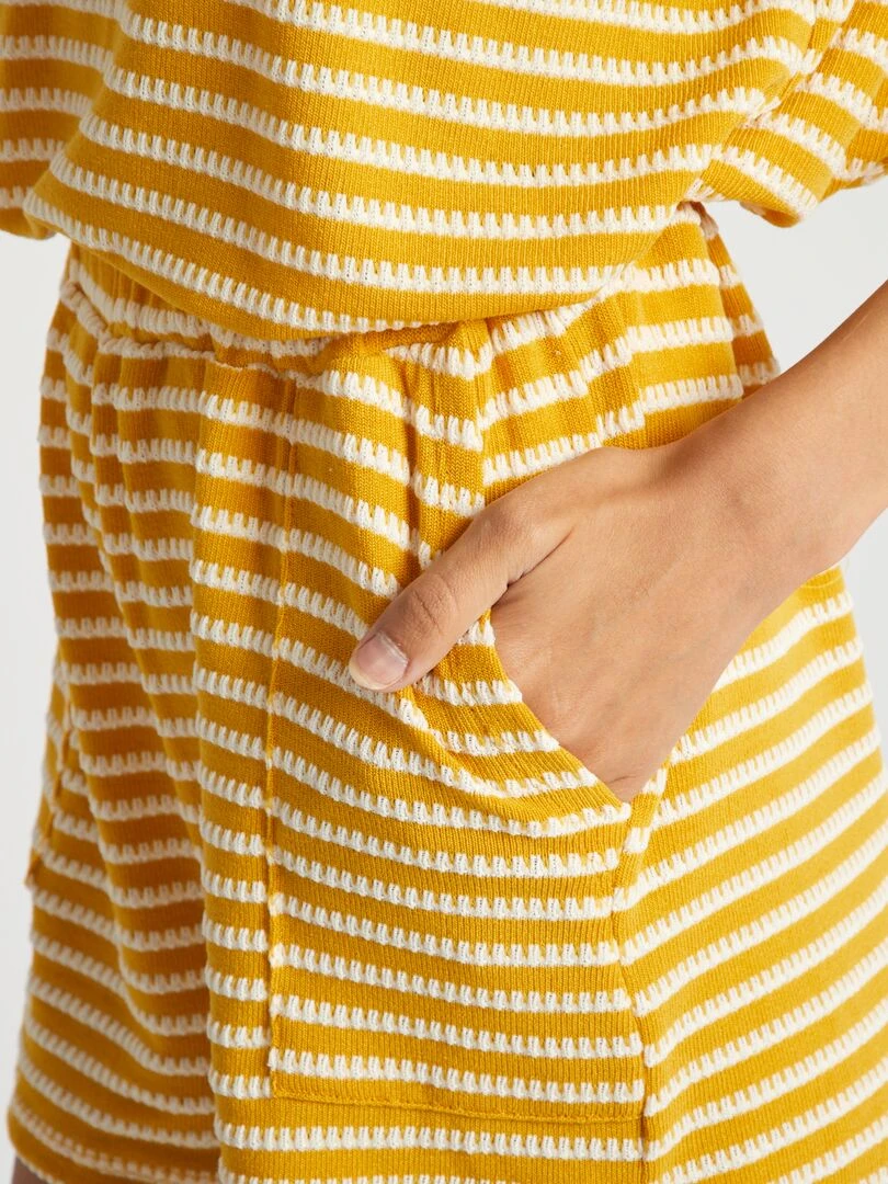 Short rayé en crochet   Jaune