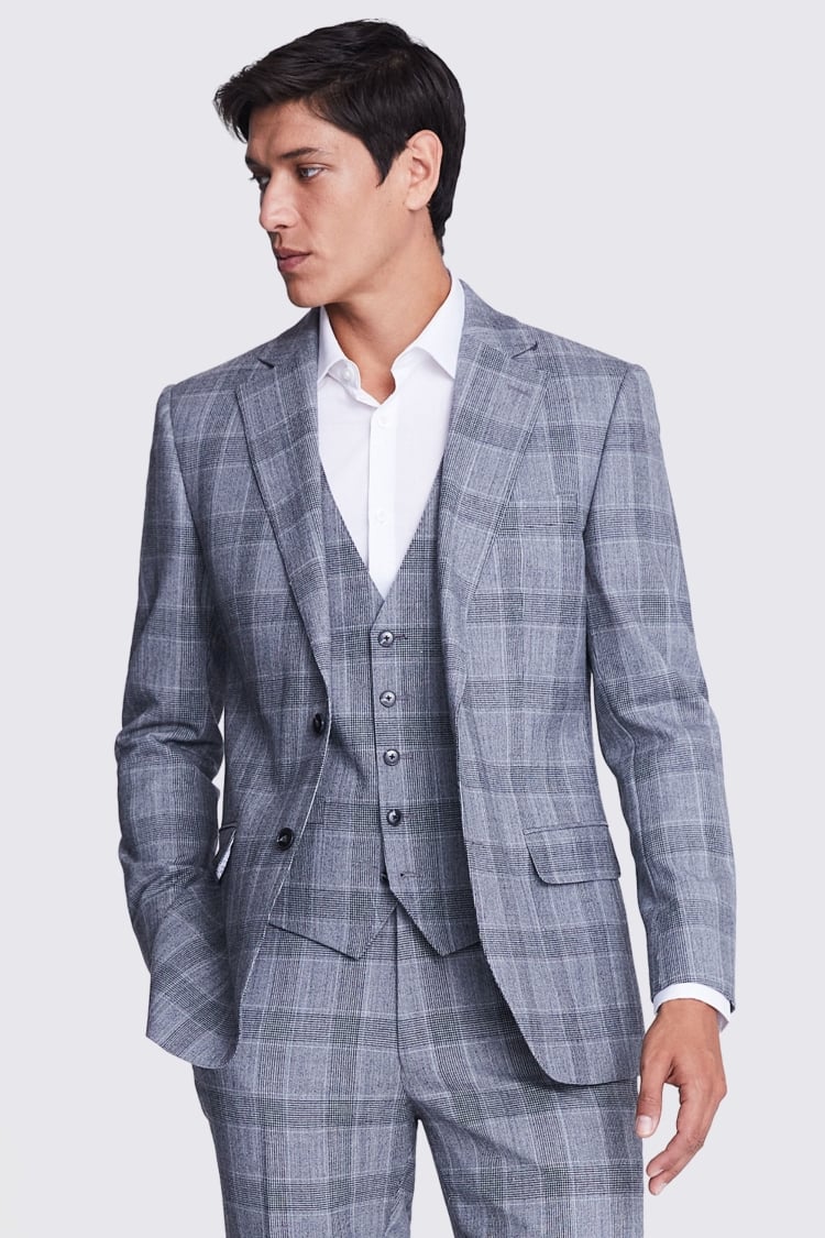 Tailored Fit Blue Check Performance Jacket    Buy Online at Moss