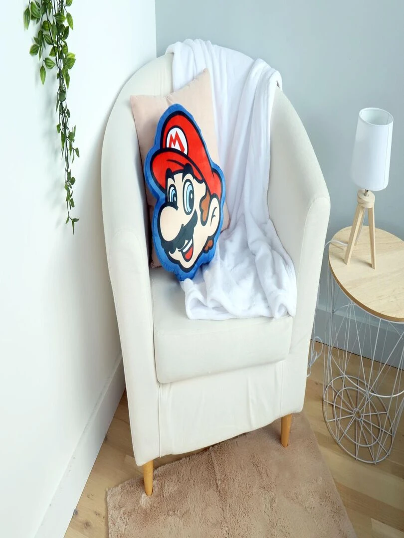 Coussin Forme 3D Super Mario 100% Polyester Bleu