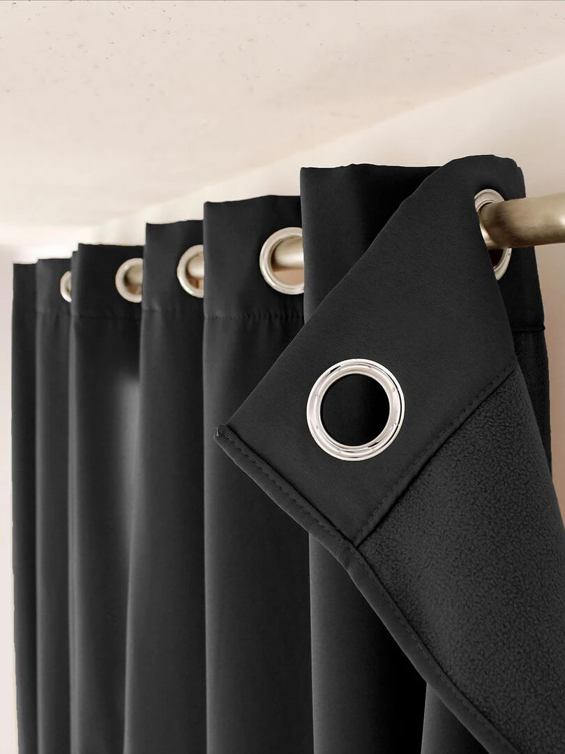 Rideau thermique en microfibre doublée   Gris foncé