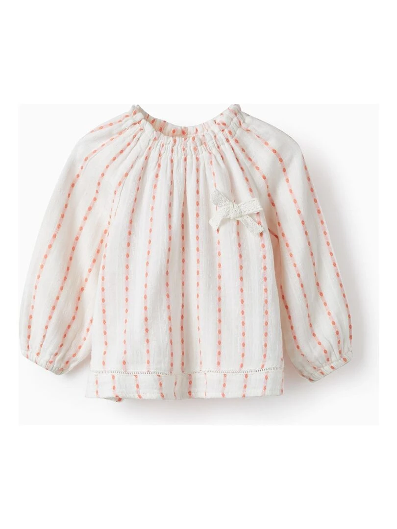 Blouse en coton pour bébé fille manches longues SICILIAN DAYS Blanc