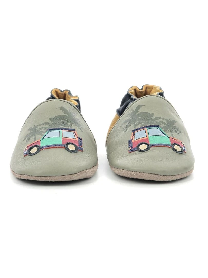 Chaussons Cuir Rainbow Car   Kaki