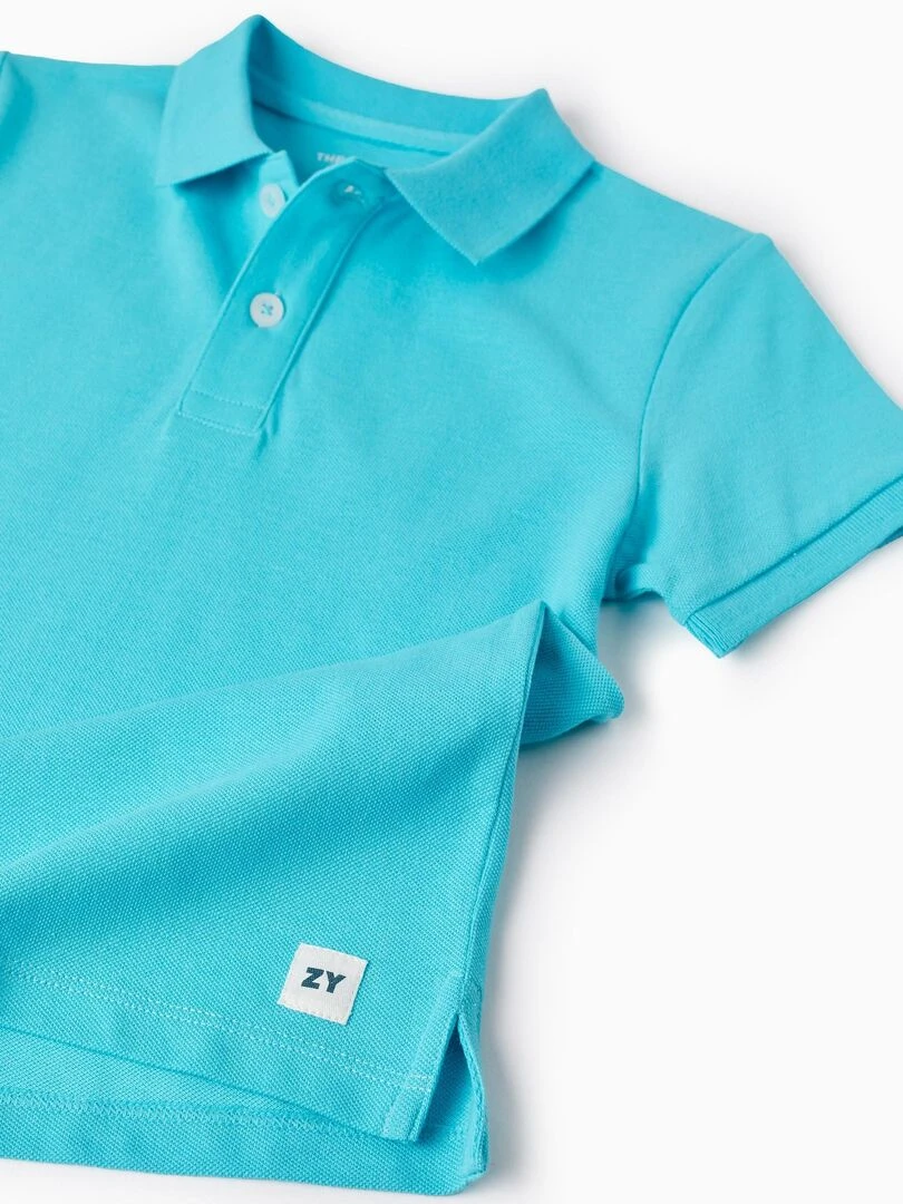 Polo en Coton pour Garçon manches courtes   Bleu clair