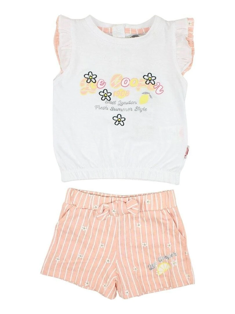 Lee Cooper Ensemble T shirt short bébé fille Imprimé Lee Cooper Orange