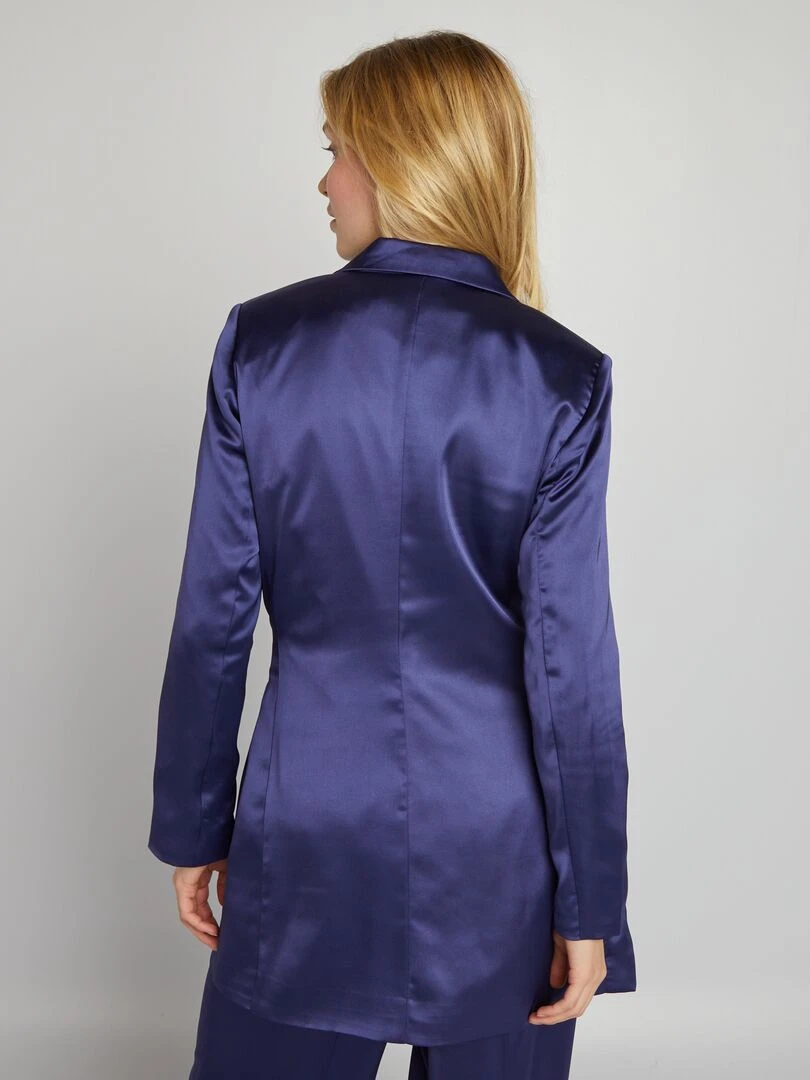Veste longue en satin   Bleu
