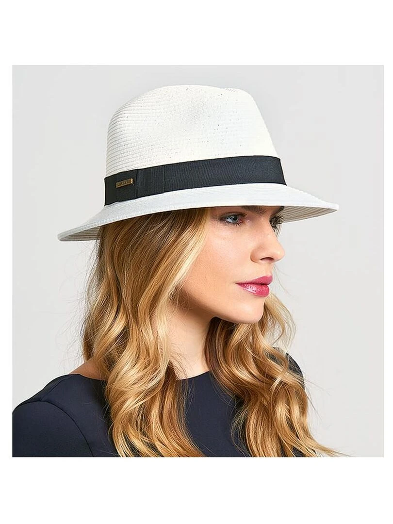Chapeau Panama Chapeu Shanghai Imp Uni Branco/Preto / UV Line Blanc
