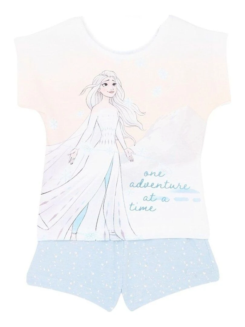 Disney Ensemble T shirt short fille Imprimé La Reine Des Neiges Bleu