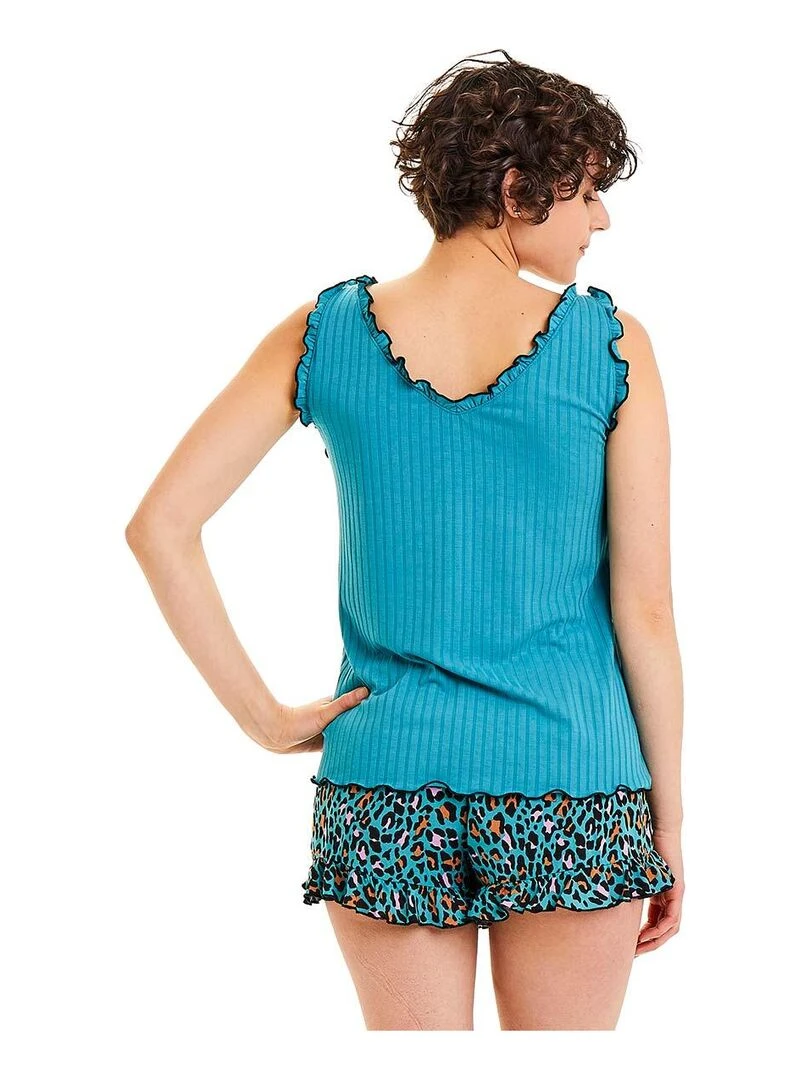 Top + short Féline   Pomm'Poire   Bleu