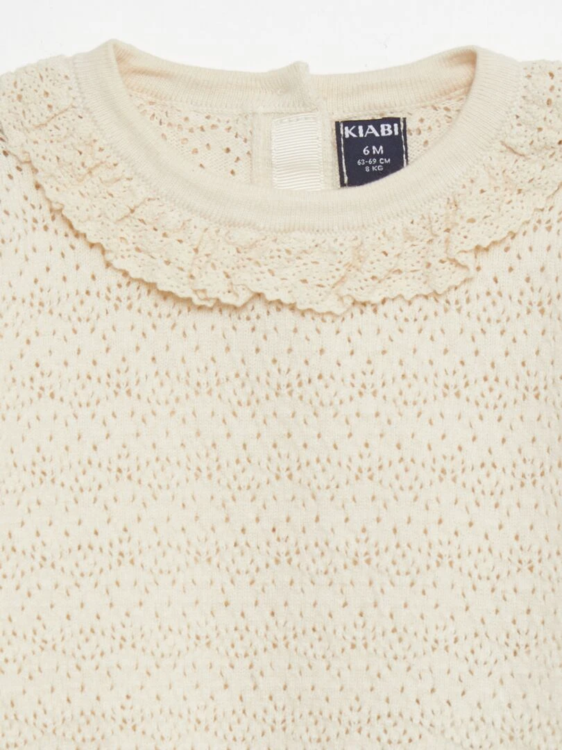 Pull avec col macramé   Beige