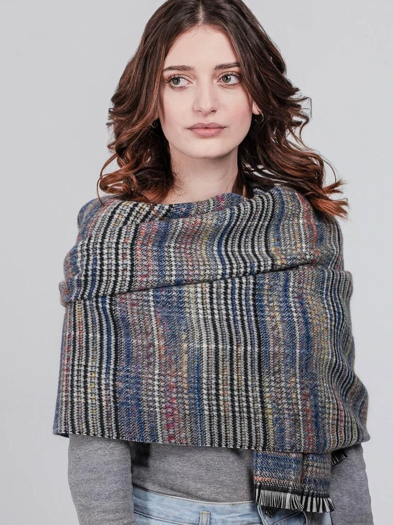 Châle Mix Fabriqué en France Bleu